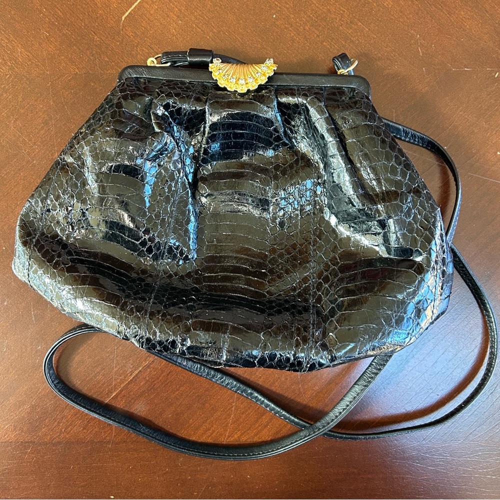 Black Snakeskin Crossbody Bag